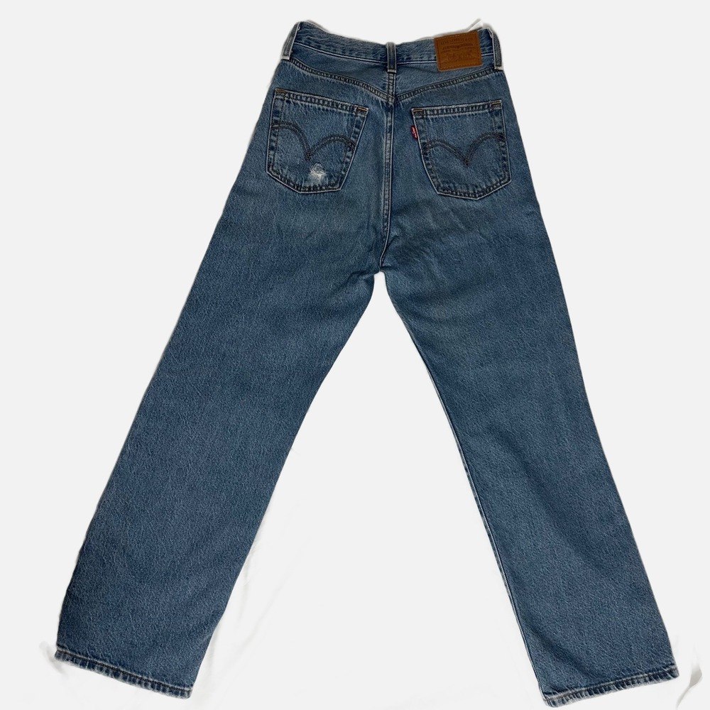 Levi's Ribcage Womens Jeans Waist 24 High rise Straight Ankle Light Wash - Picture 3 of 9